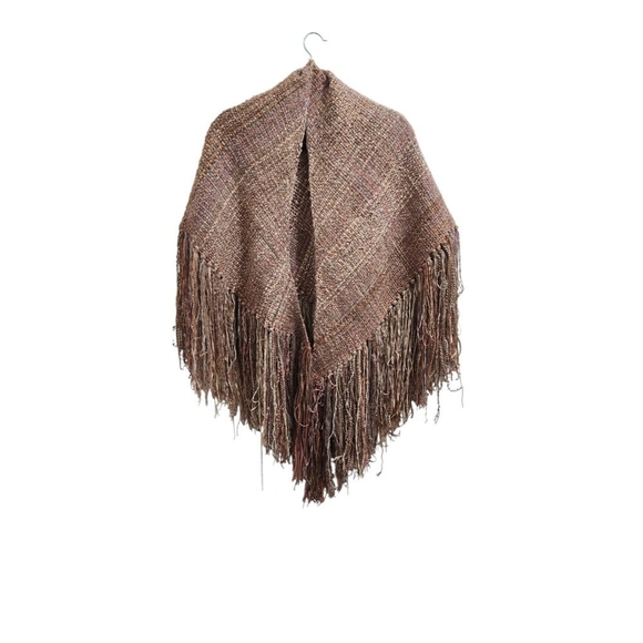 Vintage Mary Lynn OShea‎ Pink Gray Chenille Blend Woven Triangular Shawl Wrap - Picture 4 of 16